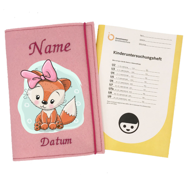 U-Heft Hülle personalisiert Fuchs für Mädchen